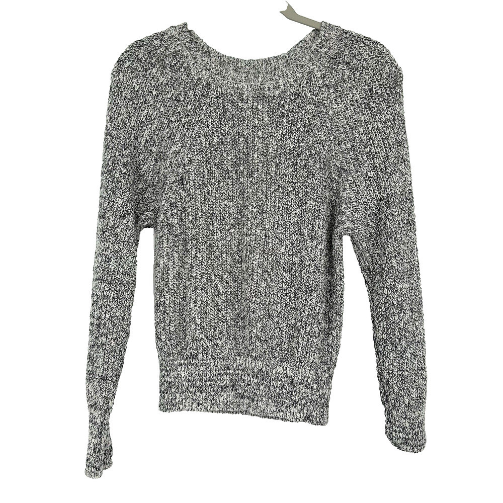 Free People Electric City Sweater Marled Black Pullover Knit Crew Neck Size M
